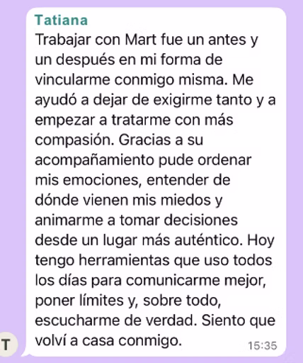 Captura de WhatsApp testimonio 1