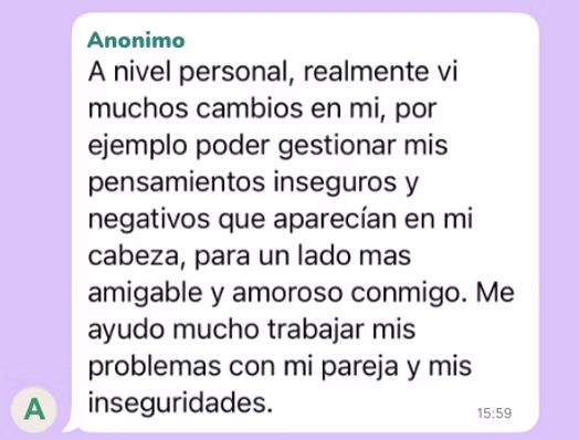 Captura de WhatsApp testimonio 2