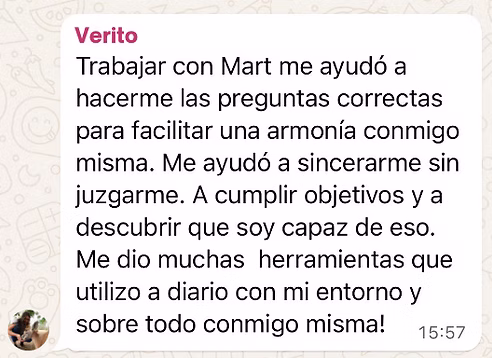 Captura de WhatsApp testimonio 4